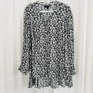 Lane Bryant Black and White Floral Blouse